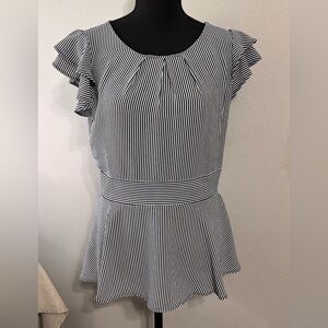 Monteau Striped Peplum Blouse